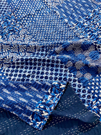 Patchwork Indigo Kantha Quilt