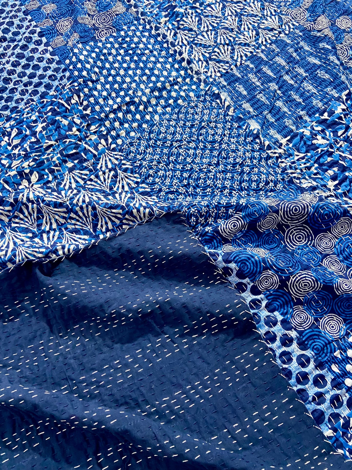 Patchwork Indigo Kantha Quilt