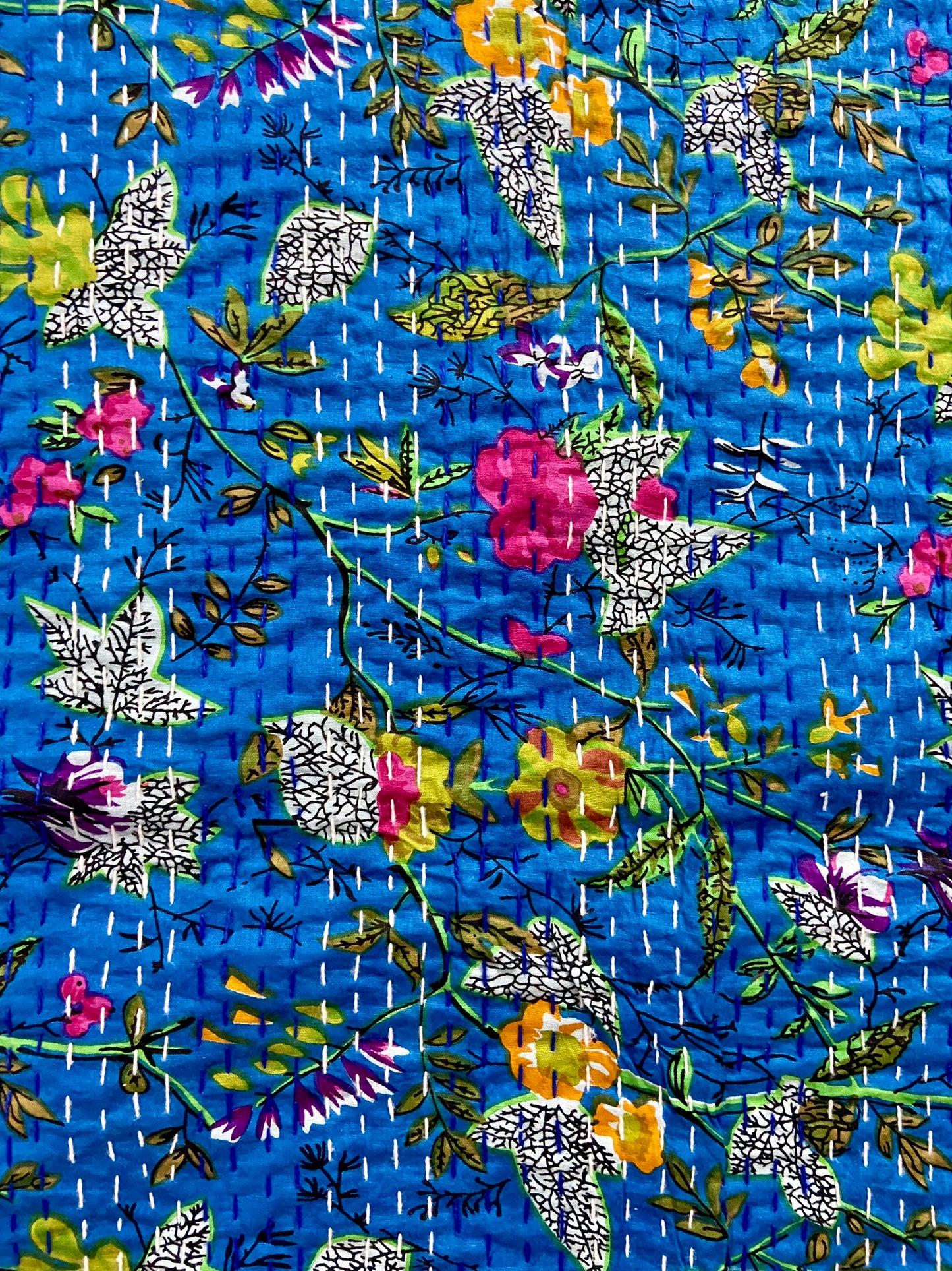 Handmade Cotton Kantha Quilt - Royal Blue