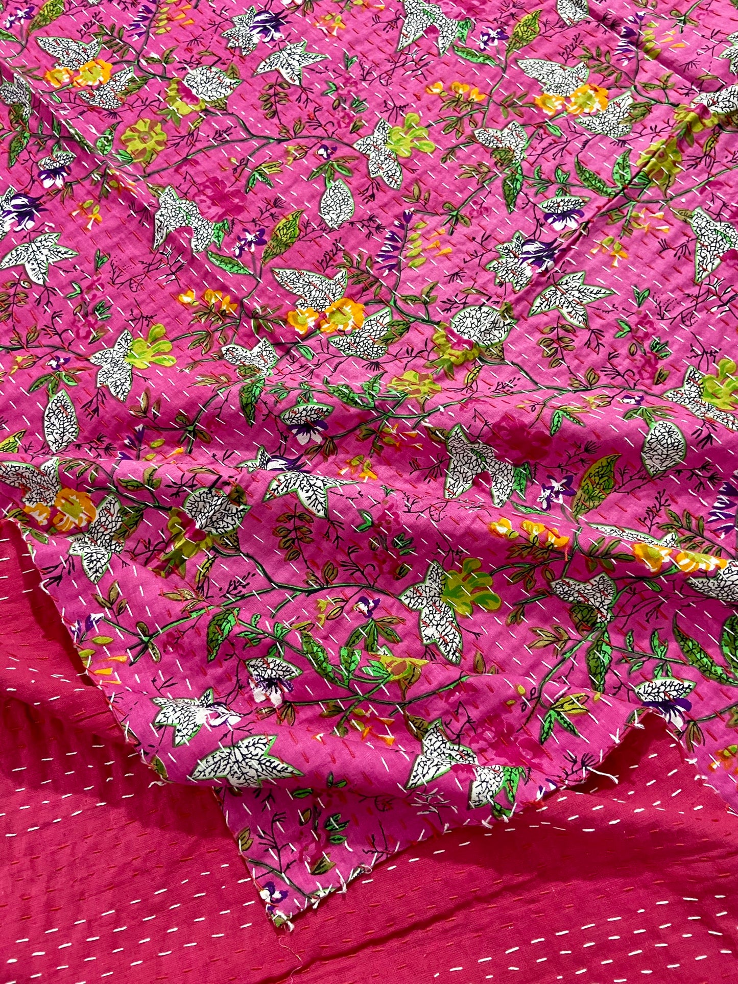 Pink Floral kantha Quilts