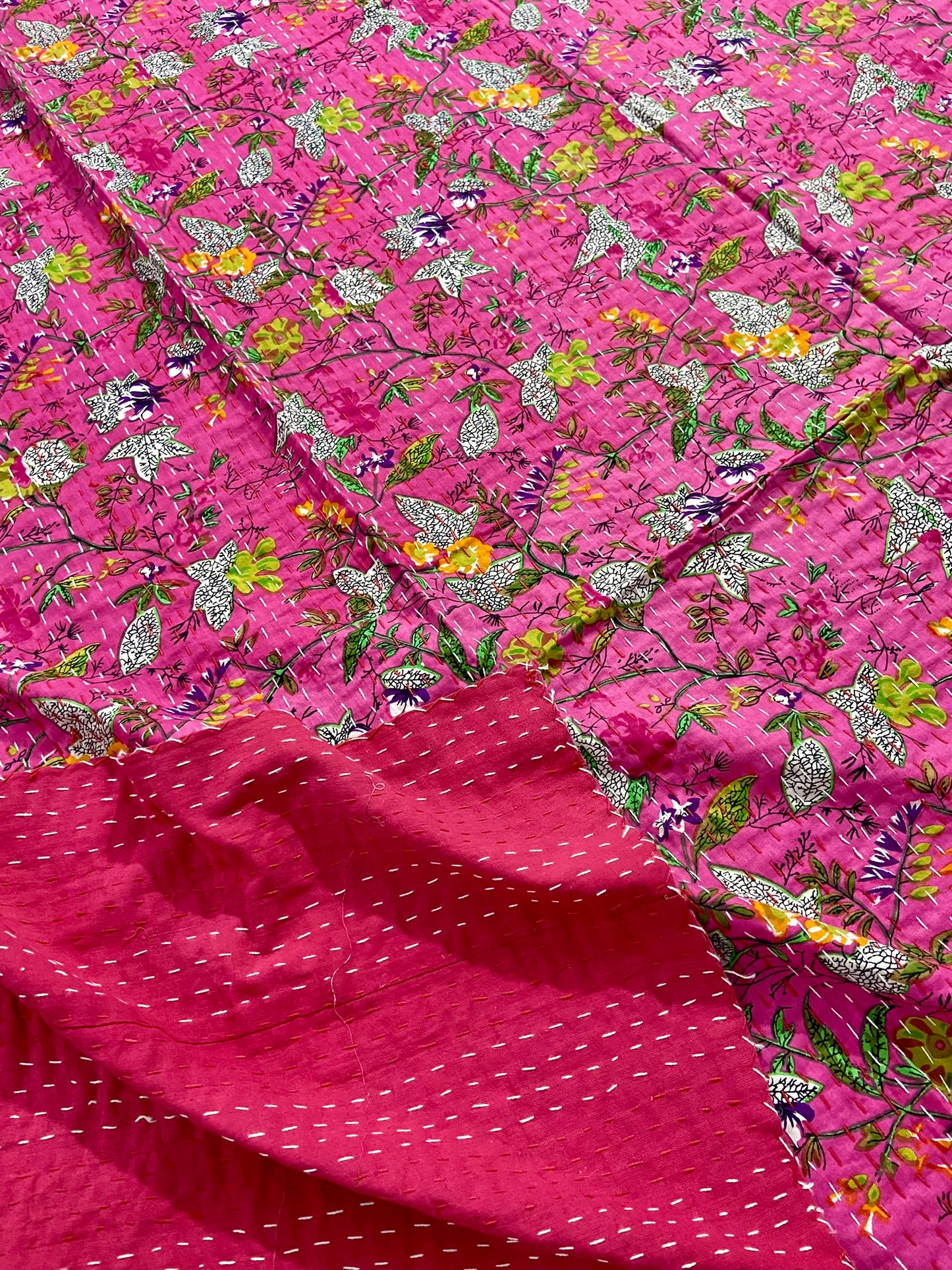 Pink Floral kantha Quilts