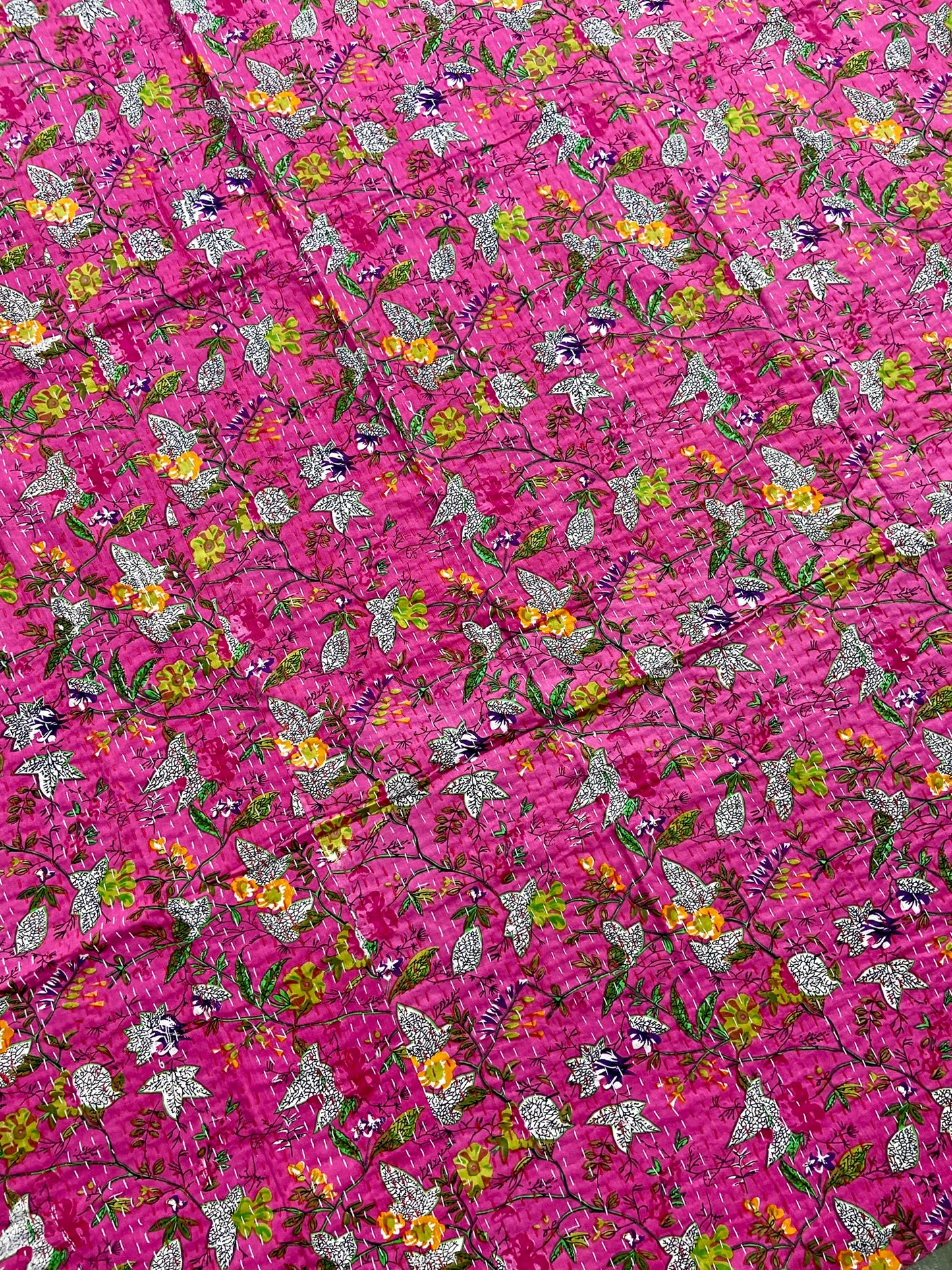 Pink Floral kantha Quilts