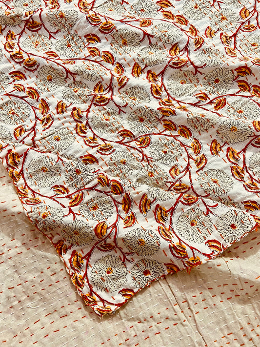 Marigold Floral Kantha Quilt