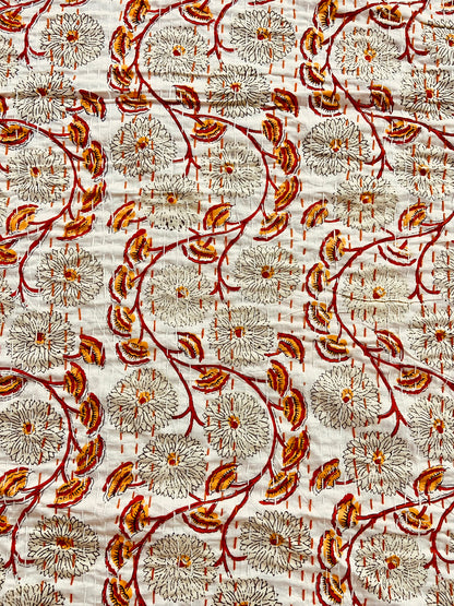 Marigold Floral Kantha Quilt