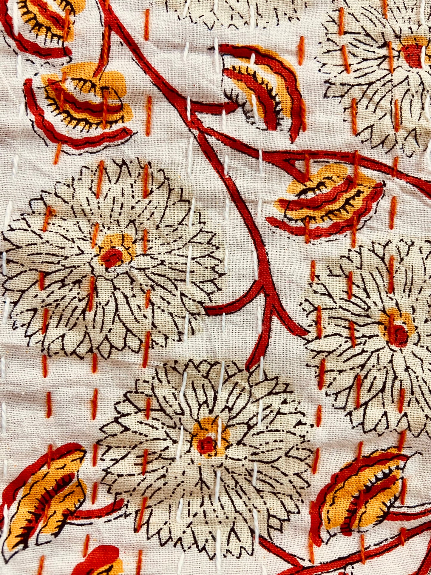 Marigold Floral Kantha Quilt