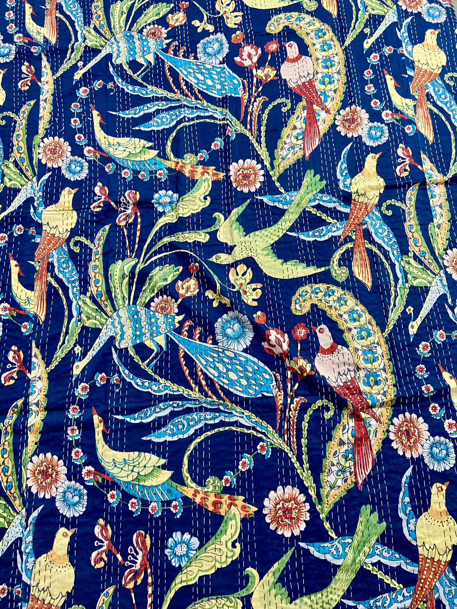 Peacock kantha quilt - good Blue