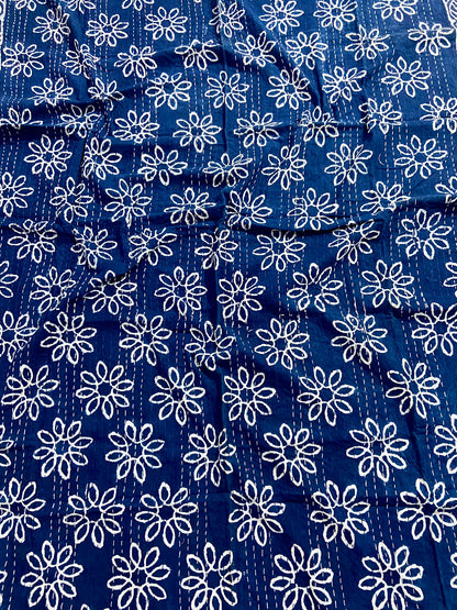 Hand Printed Indigo Twin Kantha Throw