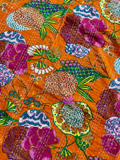 Handmade Cotton Kantha Quilt