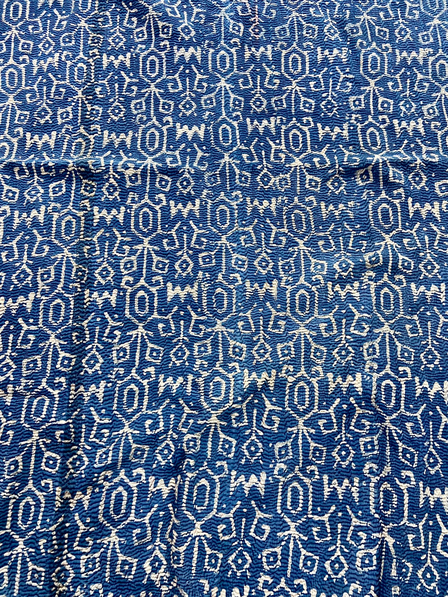 1970's Rare Hand Block Printed Indigo Kantha Quilt, Blanket & Throw