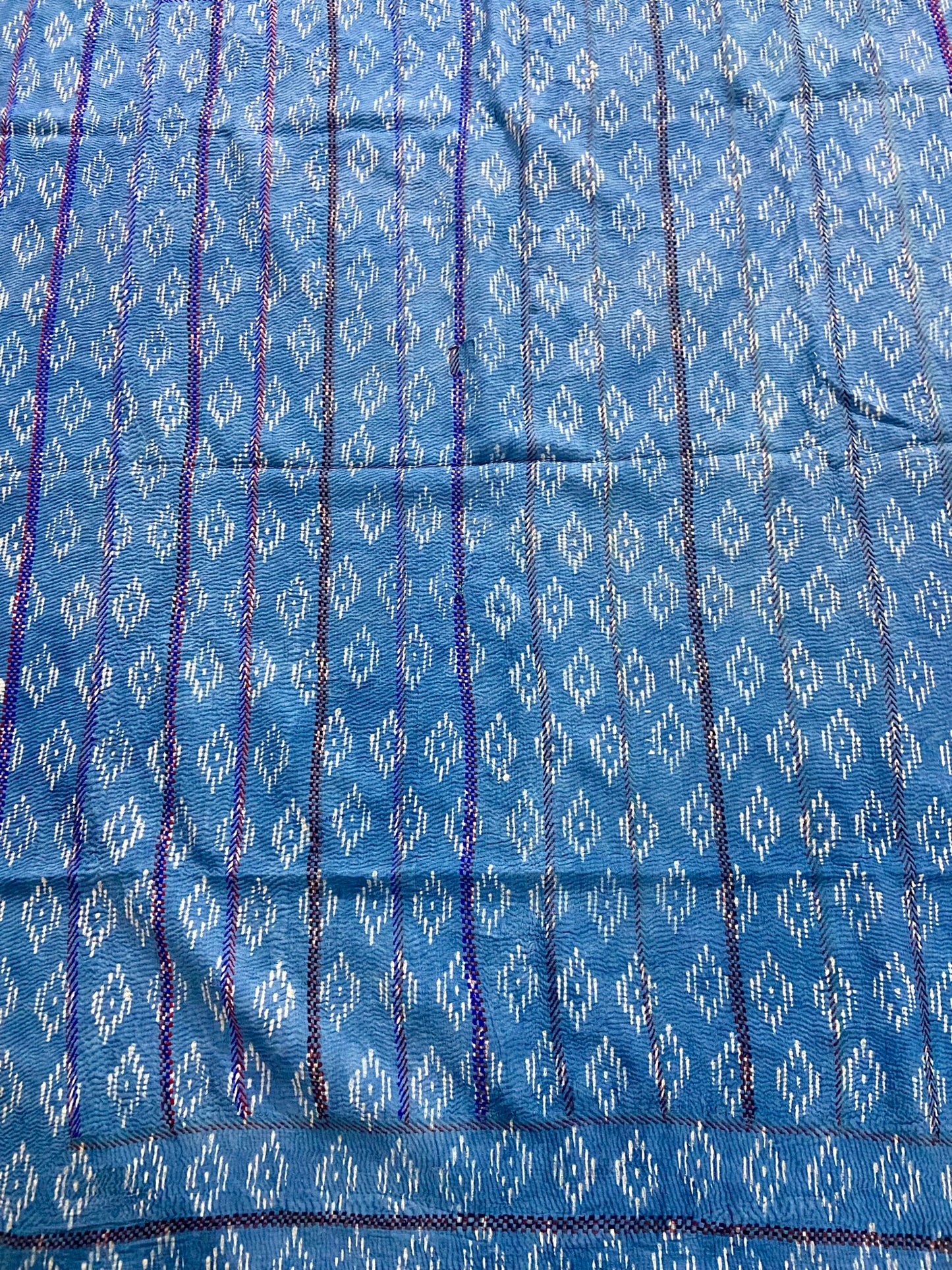 Hand Block Printed Indigo Vintage Kantha Quilt - Rarest Find