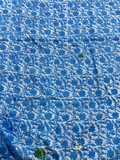 Hand Printed Indigo Kantha Quilt