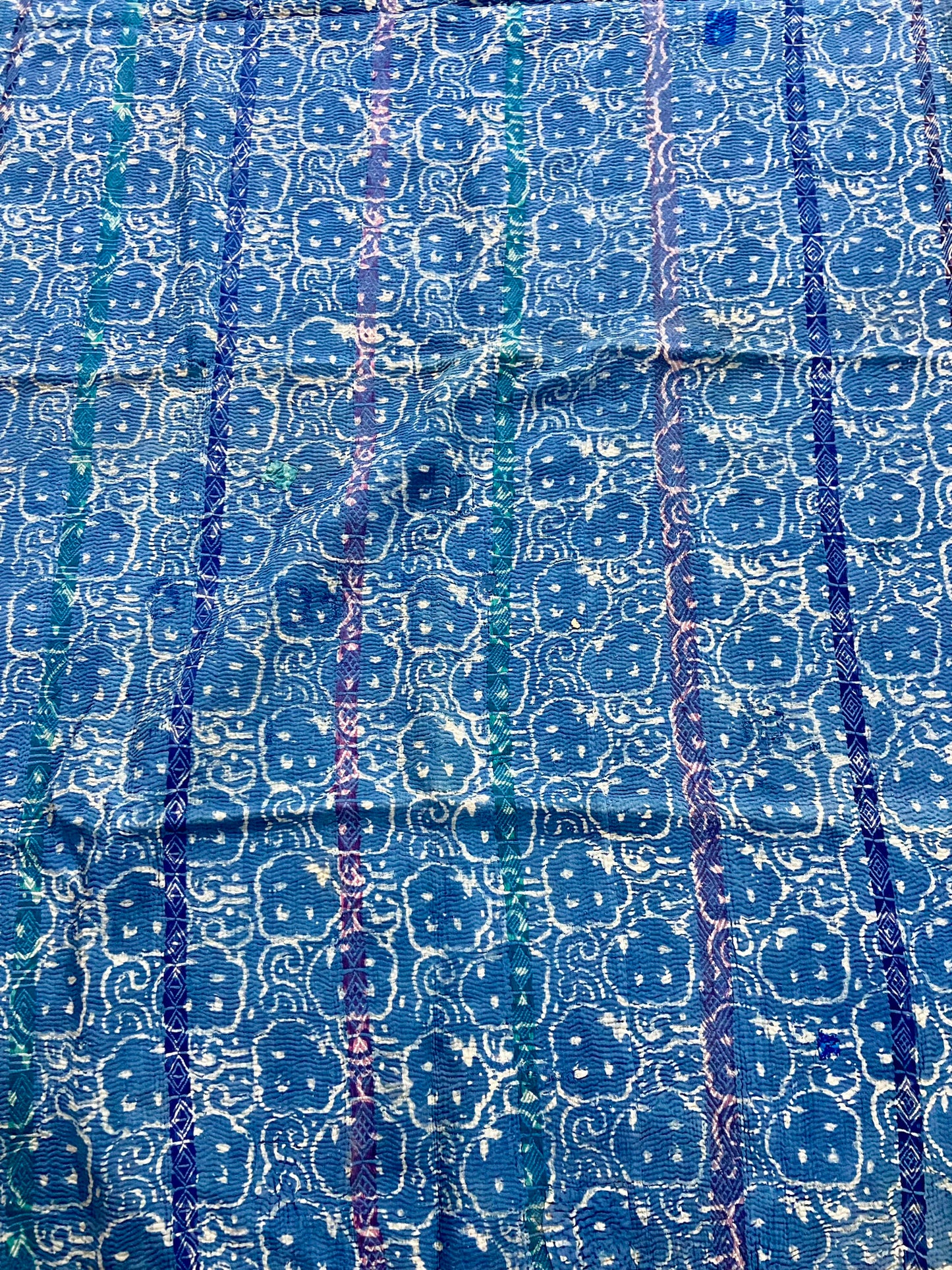 Hand Printed Indigo Kantha Quilt