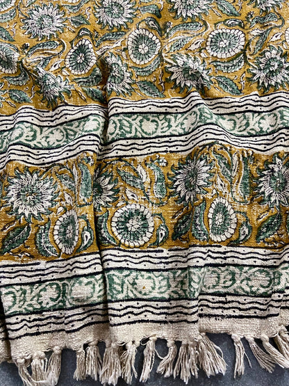 Sofa Décor Room Décor Handmade Throw Handblock print Throw Cotton Throw Blanket Tassels Hand Loomed Block Print Cotton Sofa Throw