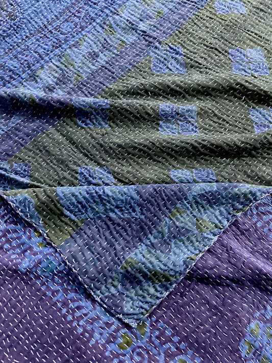 Indigo Dyed Cotton Kantha Quilt