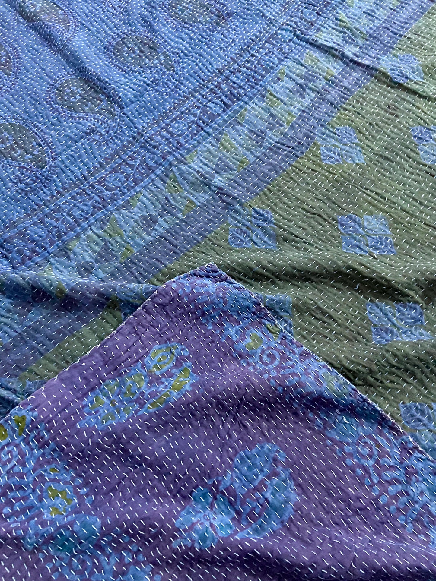 Indigo Dyed Cotton Kantha Quilt