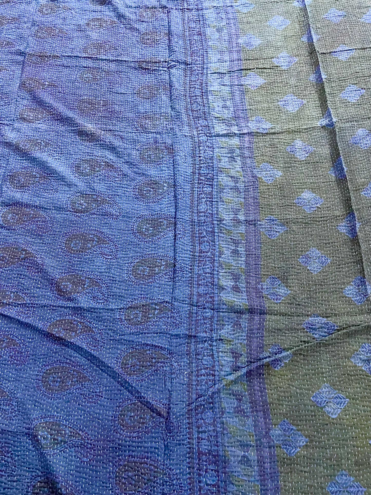 Indigo Dyed Cotton Kantha Quilt