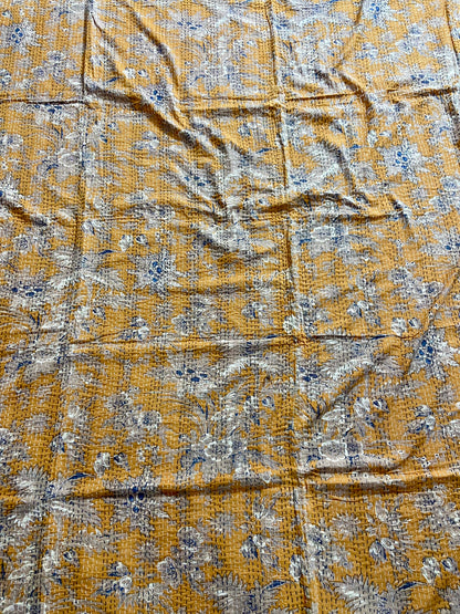 Mustard Yellow Queen Kantha Quilt