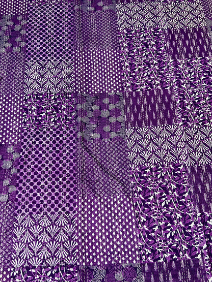 The Patchwork Field Purple Kantha Bedspread