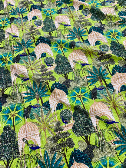 Antique Indian Printed Cotton Kantha Quilt