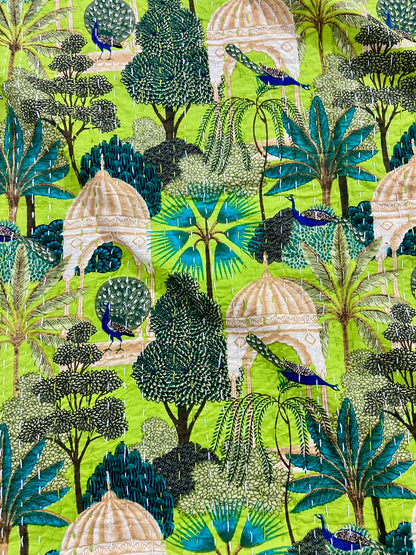 Antique Indian Printed Cotton Kantha Quilt