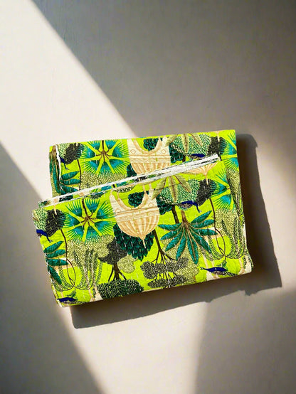 Antique Indian Printed Cotton Kantha Quilt