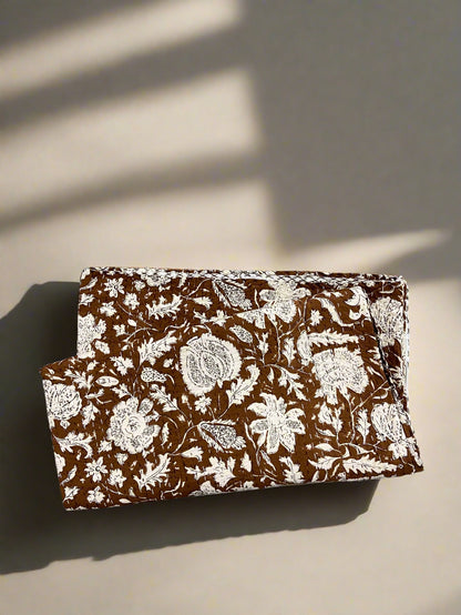 Coffee Brown Boho Indian Queen Kantha Quilt