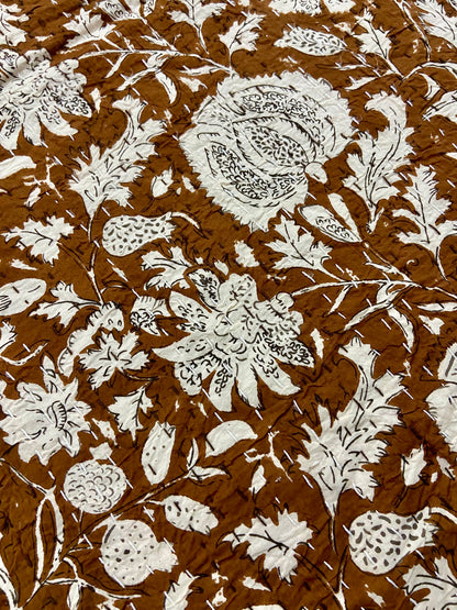 Coffee Brown Boho Indian Queen Kantha Quilt