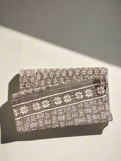 Hand Block Printed Minimalist Cotton Queen Kantha Quilt