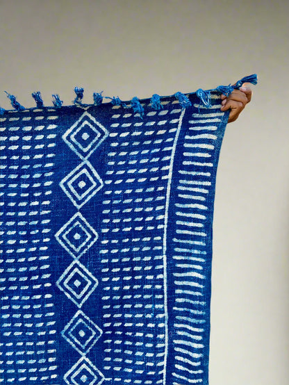 Hand-Block Printed Cotton Throw - Indigo