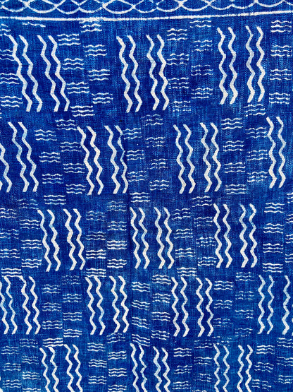 Geometric Cotton Mud Cloth Printed Indigo Sofa Throw Blanket