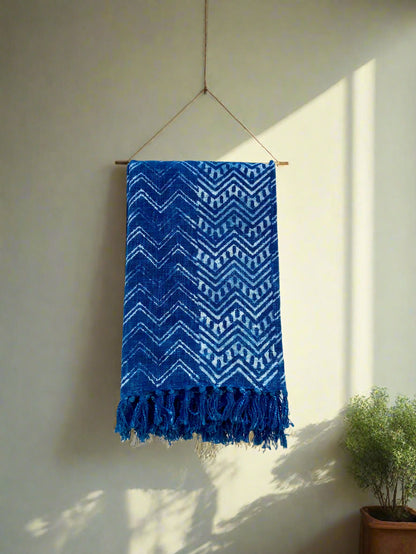 Handmade Cotton Throw - Indigo