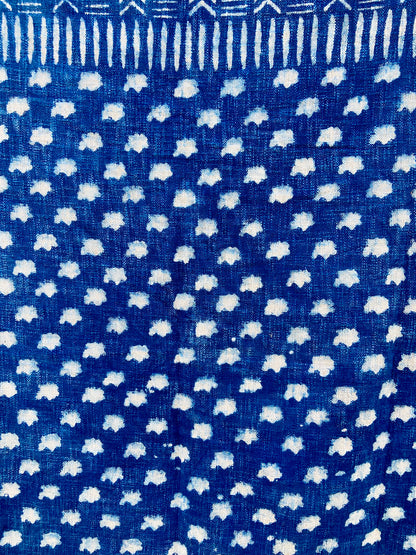 Indian Mud Cloth Printed Indigo Throw Blanket