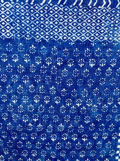 Indigo Handmade Soft Cotton Throws Blankets, Hand Loom Hand Block Printed Bed Boho Cotton Fringed Blanket Beach Throw