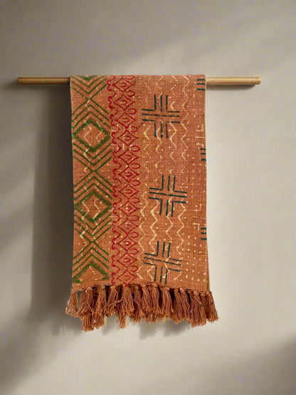 Rustic Boho Hand Printed Throw