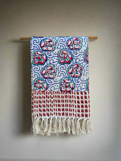 Boho Indian Mud Cloth Throw Blanket With Tassels