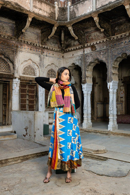 Handmade Vintage Silk Patchwork Kantha Scarf