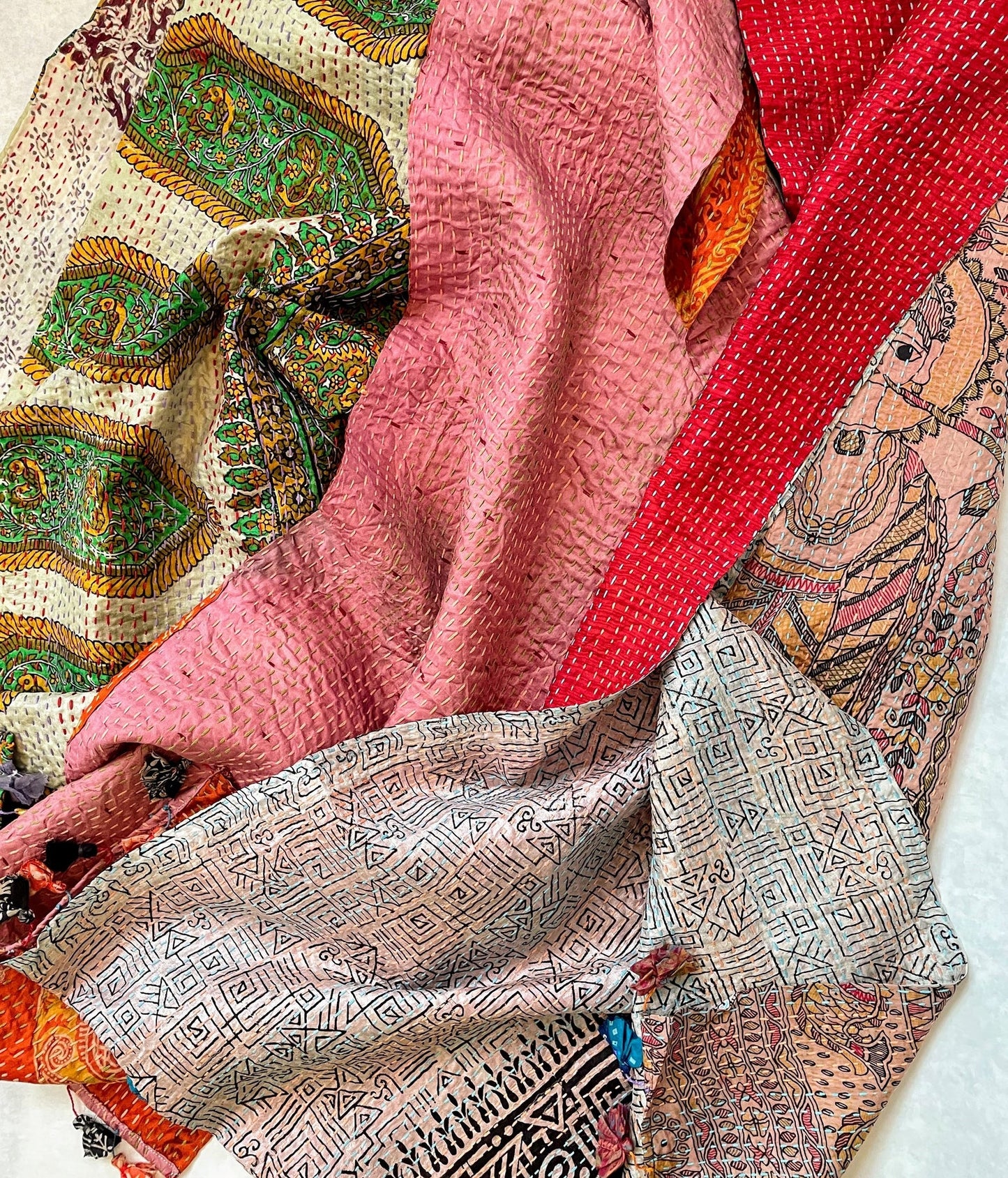 Handmade Vintage Silk Kantha Scarves