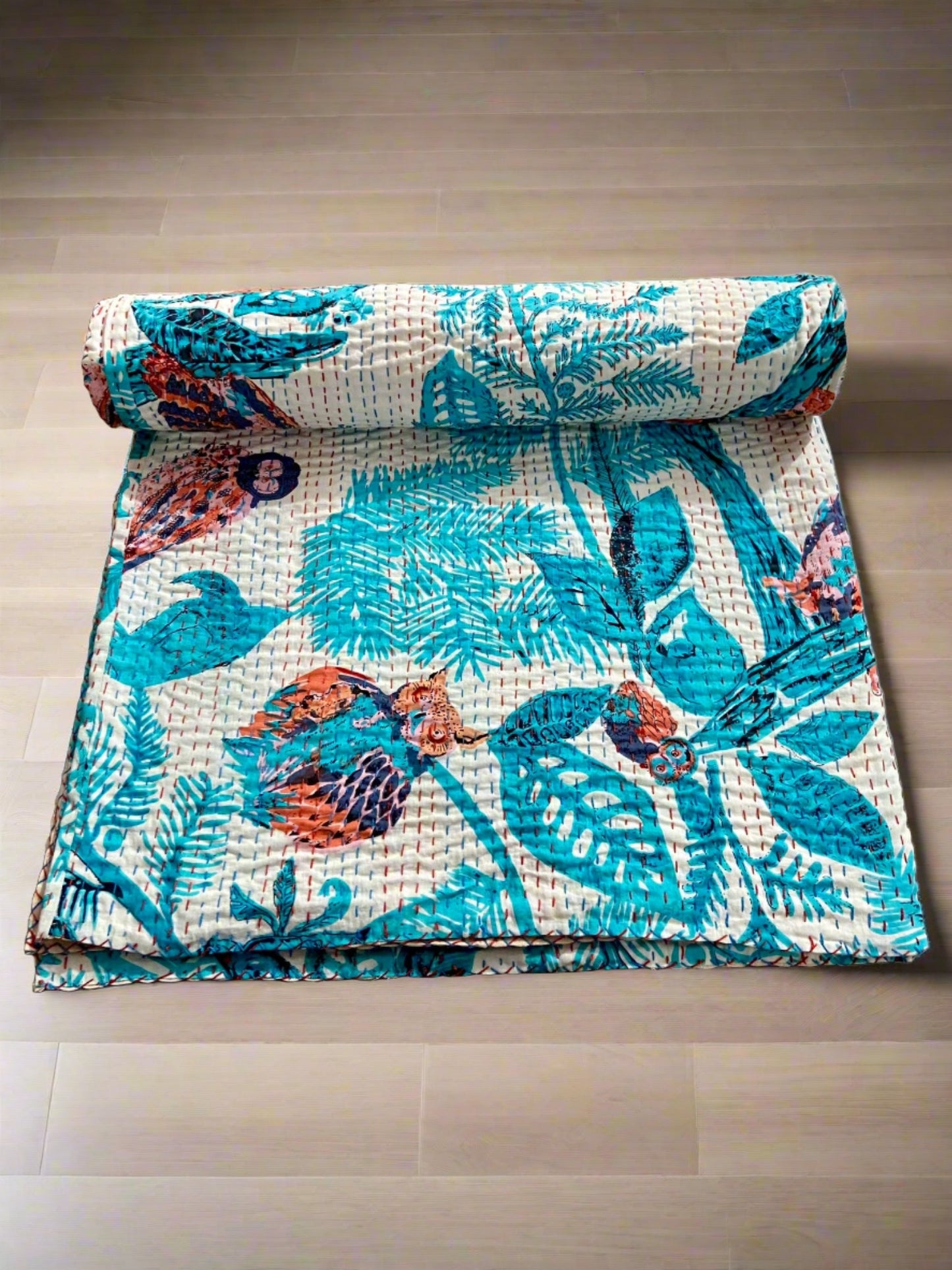 Wild Owl Handmade Kantha Quilt