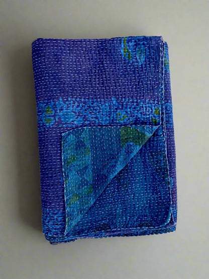 Indigo Dyed Cotton Kantha Quilt