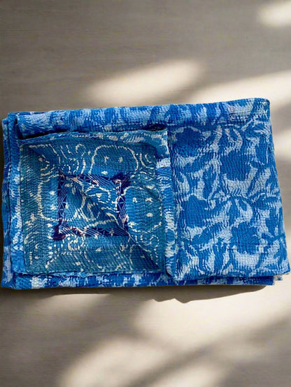 Hand Printed Indigo Kantha Quilt