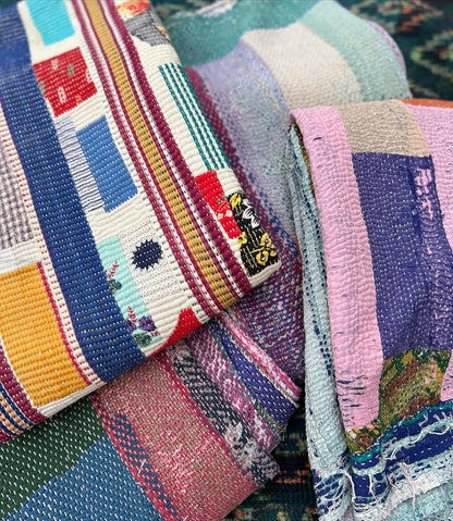 1940's Collective Pieces Handmade Cotton Vintage Patchwork Kantha Quilts - Wholesale Lot