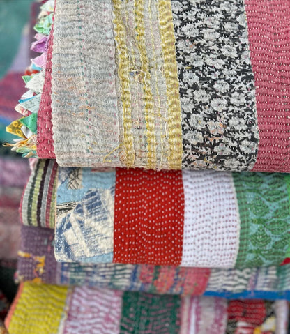 1940's Collective Pieces Handmade Cotton Vintage Patchwork Kantha Quilts - Wholesale Lot