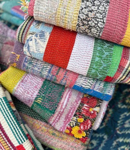 1940's Collective Pieces Handmade Cotton Vintage Patchwork Kantha Quilts - Wholesale Lot