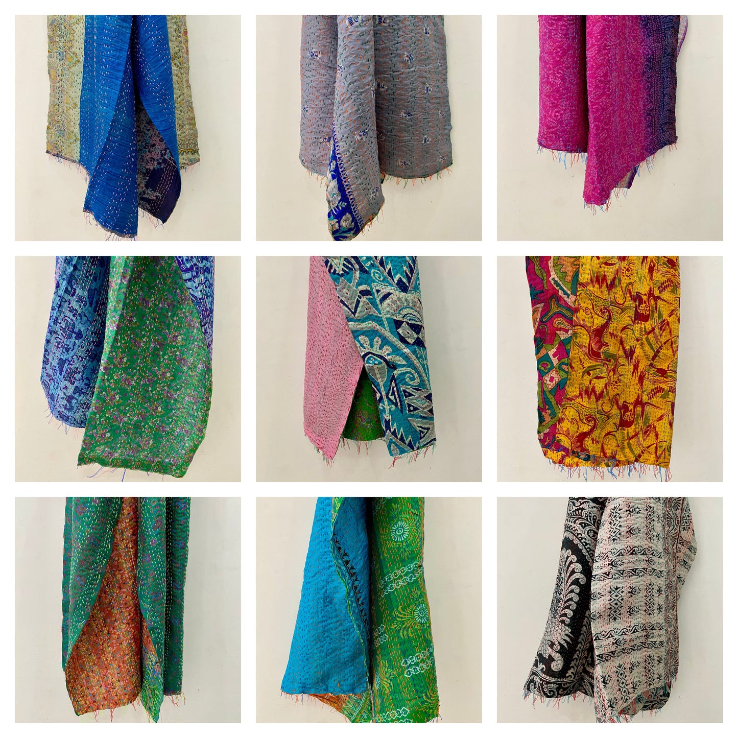 Handmade Vintage Silk Kantha Scarves