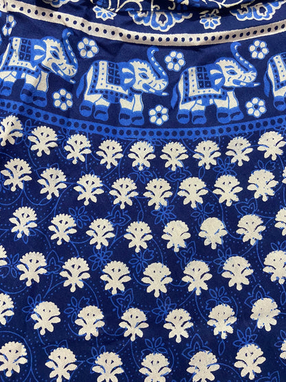 Cotton Long Wrap Skirt - Blue