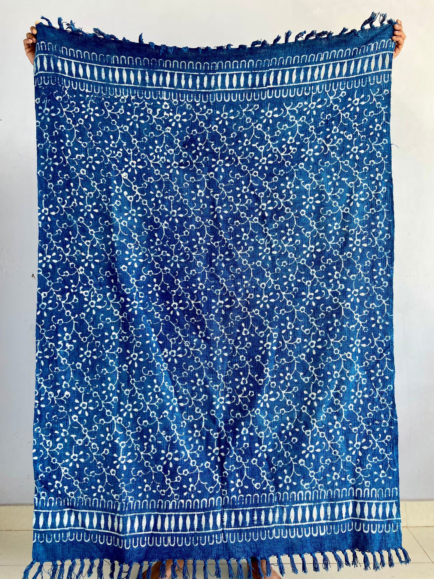 Indigo Printed Sofa Throw