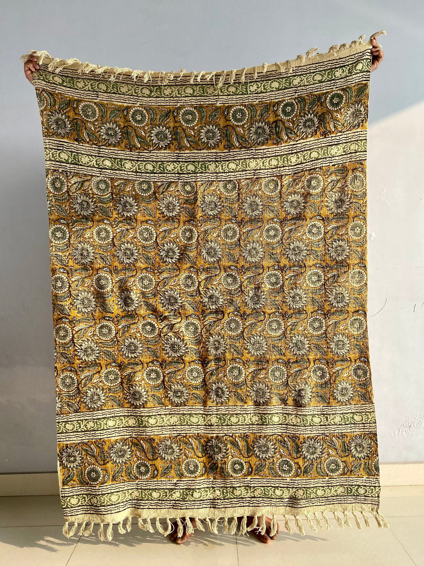 Hand-Block Printed Floral Throw