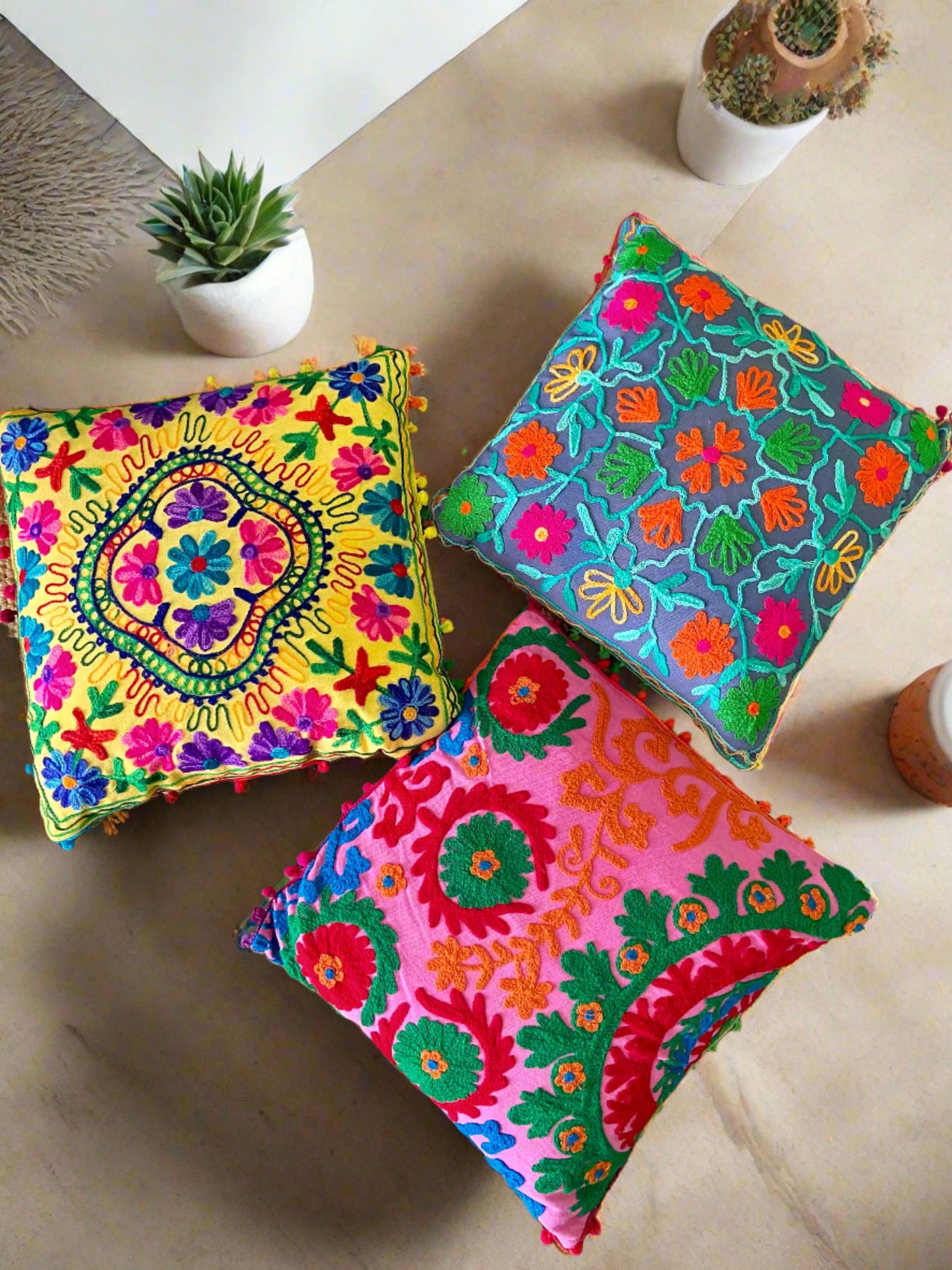 Embroidered Suzani Cushion Covers