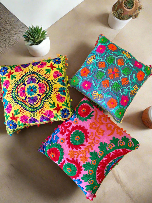 Embroidered Suzani Cushion Covers