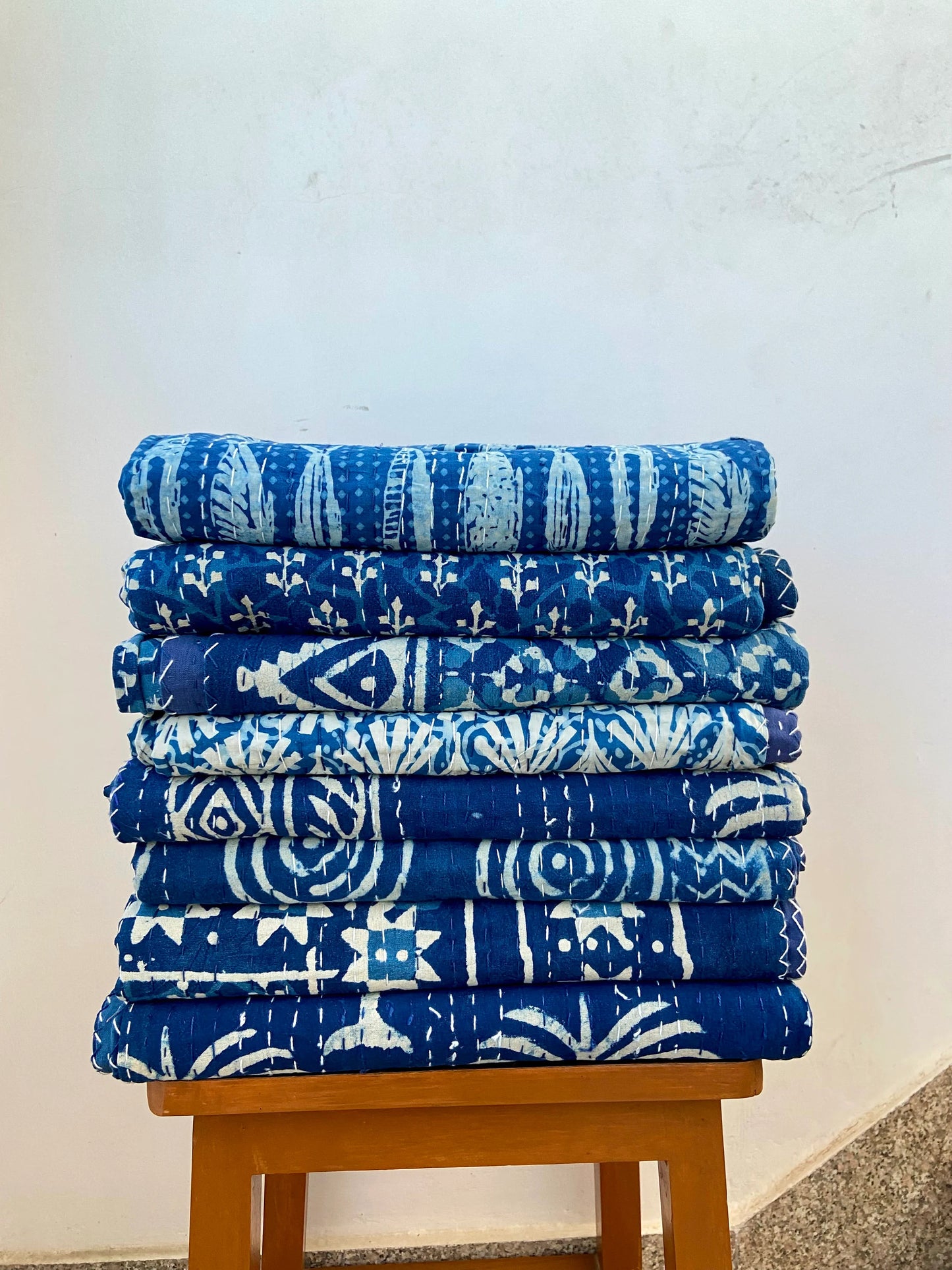 Indigo Handmade Cotton Kantha Quilts